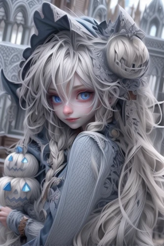 alice,artist doll,pierrot,painter doll,white rose snow queen,female doll,marionette,winterblueher,cloth doll,tumbling doll,fairy tale character,clay doll,the snow queen,doll figure,ragdoll,porcelain dolls,nebelung,gray color,gray,silvery blue