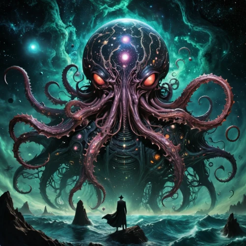 octopus,kraken,god of the sea,cephalopod,giant squid,sea god,calamari,cuthulu,octopus tentacles,fun octopus,octopus vector graphic,pink octopus,tentacles,nautilus,tentacle,cephalopods,deep sea,the bottom of the sea,shaper,deep sea nautilus,Illustration,Realistic Fantasy,Realistic Fantasy 47