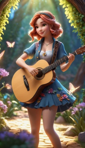 ukulele,guitar,musical background,serenade,bard,music background,banjo uke,princess anna,playing the guitar,rockabella,vanessa (butterfly),country song,merida,hula,rosa ' amber cover,art bard,banjo,rapunzel,spring background,folk music,Unique,3D,3D Character