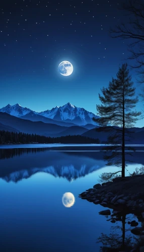 moonlit night,blue moon,moon and star background,moonlit,moonrise,moon at night,full moon,moon night,full hd wallpaper,tranquility,landscape background,moonlight,hanging moon,moonshine,moonscape,clear night,moon photography,japan's three great night views,reflection in water,moon and star,Photography,General,Realistic
