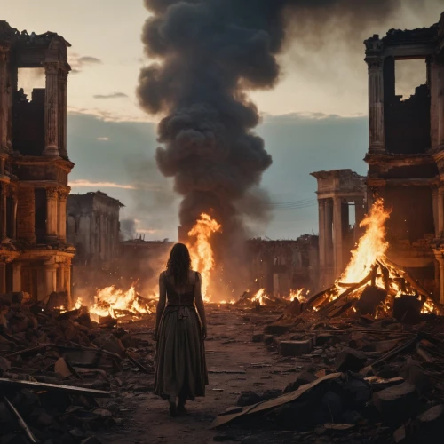 destroyed city,the conflagration,city in flames,kings landing,apocalyptic,door to hell,apocalypse,pompeii,rome 2,lost in war,post apocalyptic,theater of war,the end of the world,burning earth,pillar of fire,desolation,hall of the fallen,post-apocalypse,conflagration,stalingrad,Photography,General,Cinematic