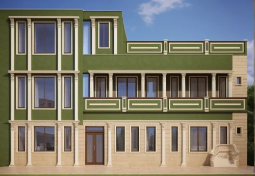 wooden facade,facade panels,townhouses,eco-construction,3d rendering,wooden windows,build by mirza golam pir,garden elevation,apartment building,prefabricated buildings,block balcony,art nouveau design,house with caryatids,appartment building,stucco frame,lattice windows,row of windows,apartments,new housing development,two story house,Photography,General,Realistic