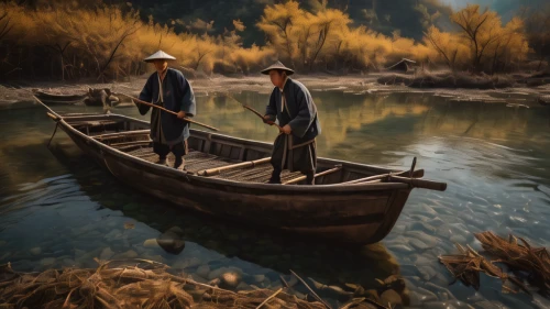 fishermen,pilgrims,fishing float,western film,fishing classes,fisherman,row-boat,boat landscape,people fishing,casting (fishing),wooden boat,water transportation,row boat,long-tail boat,fishing,american frontier,canoe,rowboats,inle lake,forest workers,Photography,General,Fantasy
