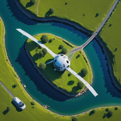 falkirk wheel,diamond da42,seaplane,cessna,floating over lake,gyroplane,golf landscape,cessna 185,cessna 150,plane,floating islands,from the air,earth rise,artificial island,albatross,cessna 182,overhead shot,artificial islands,aerial shot,cessna 172,Conceptual Art,Sci-Fi,Sci-Fi 18