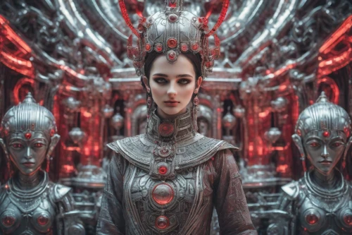metropolis,photomanipulation,emperor,throne,the throne,meridians,queen cage,imperial crown,dystopian,echo,cybernetics,nord electro,cyborg,biomechanical,dystopia,head woman,red matrix,imperial,photo manipulation,3d fantasy,Photography,Realistic