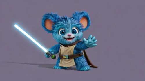 jedi,lightsaber,color rat,straw mouse,lab mouse icon,disney character,chewy,rataplan,3d rendered,3d model,wicket,clone jesionolistny,aye-aye,mouse,tekwan,rots,cg artwork,character animation,yogi,3d render