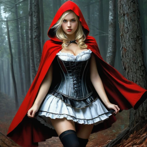 red riding hood,little red riding hood,queen of hearts,red coat,red cape,fairy tale character,red tunic,vampire woman,gothic woman,vampire lady,fantasy woman,scarlet witch,lady in red,alice,fairy tales,gothic portrait,fairy tale,alice in wonderland,fantasy picture,sorceress,Conceptual Art,Fantasy,Fantasy 12