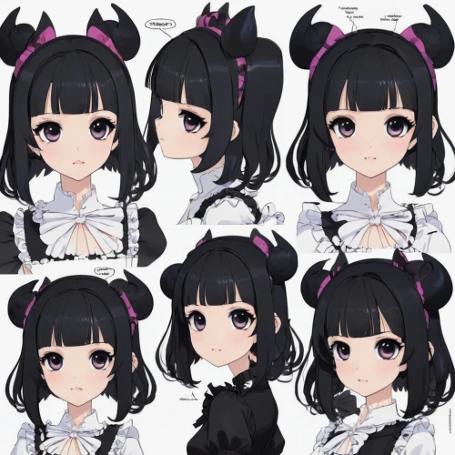 hairstyles,icon set,naginatajutsu,expressions,kawaii patches,ako,black hair,png transparent,triplet lily,hair clips,facial expressions,hime cut,cat ears,chibi,lily order,hair accessories,an array of,morgan +4,hairpins,kawaii children,Unique,Design,Character Design