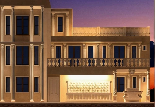 build by mirza golam pir,art deco,model house,facade painting,qasr al watan,townhouses,riad,qasr al kharrana,3d rendering,house with caryatids,facade panels,karnak,prefabricated buildings,3d albhabet,residential house,heliopolis,house facade,exterior decoration,islamic architectural,facades,Photography,General,Realistic