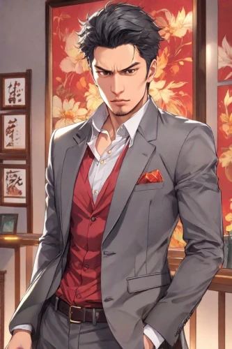 butler,gentlemanly,business man,groom,formal guy,prosciutto,businessman,stylish boy,male character,husband,the groom,attorney,detective,wedding suit,door husband,the suit,men's suit,cravat,red tie,business angel,Digital Art,Anime