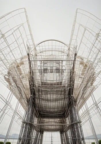 steel sculpture,wireframe,outdoor structure,bird cage,glass facade,gasometer,kinetic art,passerelle,soumaya museum,cooling tower,wireframe graphics,strange structure,moveable bridge,structural glass,archidaily,the framework,steel scaffolding,honeycomb structure,hanging chair,klaus rinke's time field