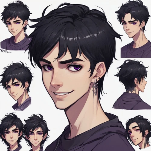 anime boy,male character,black hair,layered hair,hairstyles,expressions,yukio,faces,anime cartoon,long-haired hihuahua,male elf,rowan,eyebrows,ken,main character,scribbles,marco,bunches of rowan,icon set,jack,Unique,Design,Character Design