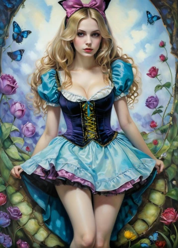 alice in wonderland,alice,fairy tale character,fairy queen,faerie,little girl fairy,faery,cupido (butterfly),wonderland,fantasy art,fantasy portrait,cinderella,rosa 'the fairy,fairy,flower fairy,fairytale characters,fantasy girl,painter doll,children's fairy tale,fairy tales,Illustration,Realistic Fantasy,Realistic Fantasy 30