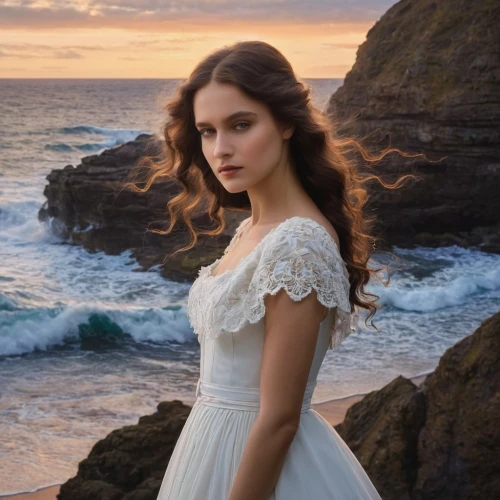 girl in white dress,wedding dress,wedding dresses,enchanting,wedding gown,romantic portrait,bridal dress,white dress,romantic look,malibu,bridal clothing,sun bride,the sea maid,bridal,celtic woman,white winter dress,elegant,by the sea,girl in a long dress,bridal jewelry,Photography,General,Natural