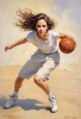 woman's basketball,basketball player,little girl in wind,sports girl,basketball,outdoor basketball,basket,little girl running,streetball,wall & ball sports,girls basketball,women's basketball,sprint woman,basketball shoe,beach basketball,playing sports,street sports,traditional sport,leaping,ball,Digital Art,Impressionism