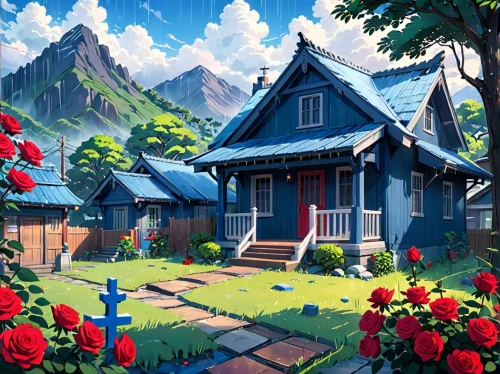 summer cottage,studio ghibli,cottage,little house,home landscape,bungalow,alpine village,lonely house,country cottage,wooden houses,small house,house in the mountains,house in mountains,houses clipart,small cabin,cottages,roof landscape,house in the forest,mountain village,wooden house,Anime,Anime,Realistic