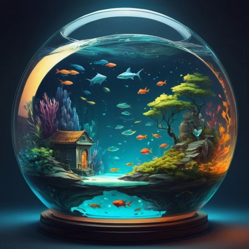 fishbowl,aquarium,fish tank,aquarium decor,underwater background,underwater landscape,waterglobe,underwater world,aquarium inhabitants,ocean underwater,underwater playground,fish in water,acquarium,under the sea,aquariums,3d fantasy,aquatic life,sea life underwater,little planet,cube sea,Conceptual Art,Fantasy,Fantasy 21