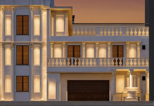build by mirza golam pir,apartment house,model house,apartment building,two story house,townhouses,art deco,house with caryatids,an apartment,facade painting,old town house,palazzo,apartments,balconies,3d rendering,residential house,classical architecture,private house,large home,neoclassic,Photography,General,Realistic