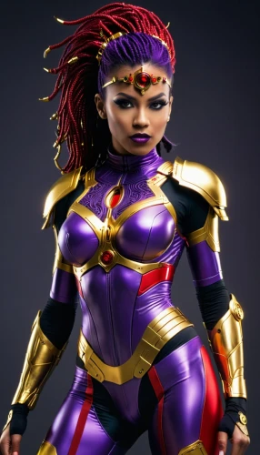 starfire,female warrior,gold and purple,fantasy woman,goddess of justice,head woman,super heroine,purple and gold,figure of justice,alien warrior,sprint woman,3d model,x-men,lady honor,nova,eva,wonderwoman,warrior woman,3d rendered,strong woman,Conceptual Art,Sci-Fi,Sci-Fi 09