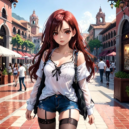 anime japanese clothing,redhead doll,anime girl,red-haired,anime cartoon,anime 3d,fashionable girl,girl walking away,colmar,cute clothes,fashion girl,anime,fashion doll,shopping street,murano,cute cartoon character,colmar city,school skirt,redhair,venetia,Anime,Anime,General