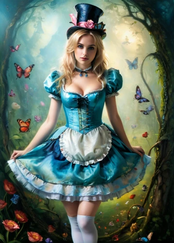 alice in wonderland,alice,wonderland,fairy tale character,faerie,little girl fairy,fairy queen,faery,fairy,fairytale characters,blue butterfly,rosa 'the fairy,crinoline,fantasy picture,cinderella,fairy tale,mazarine blue butterfly,fairy tales,blue butterfly background,children's fairy tale,Conceptual Art,Daily,Daily 32