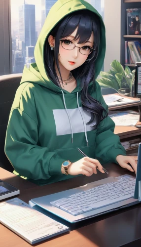 girl at the computer,girl studying,blur office background,desk,night administrator,office worker,desk top,microsoft office,writer,study room,hoodie,bookkeeper,tutor,secretary,computer,administrator,computer freak,apple desk,office ruler,laptop