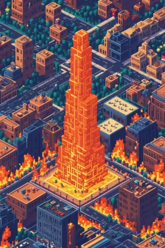 city in flames,fire land,detroit,fire mountain,fire background,isometric,refinery,burned land,omaha,lava,high-rises,metropolis,city blocks,skyscrapers,seismic,inferno,skyscraper town,magma,fire disaster,volcano,Unique,Pixel,Pixel 01