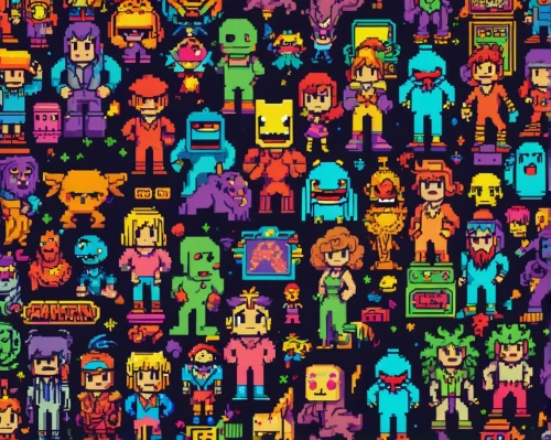 game characters,vector people,pixel art,8bit,pixel cells,space invaders,retro cartoon people,characters,pixels,people characters,comic characters,retro pattern,retro background,colorful doodle,halloween icons,80's design,post-it notes,crayon background,robots,robot icon,Unique,Pixel,Pixel 04