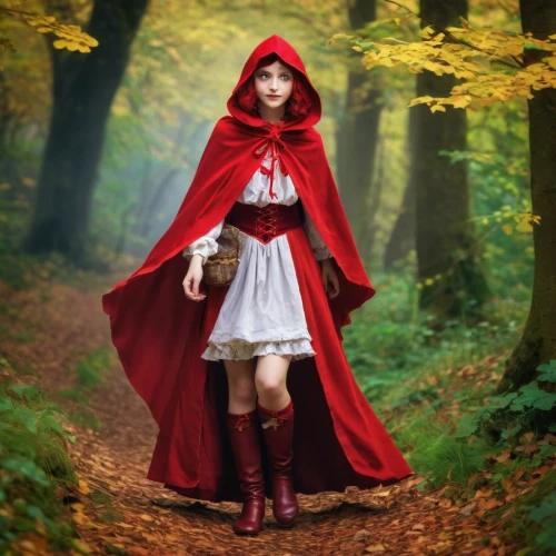 little red riding hood,red riding hood,red coat,red tunic,red cape,fairy tale character,red shoes,cosplay image,acerola,scarlet witch,queen of hearts,mystical portrait of a girl,redhead doll,fairy tale,children's fairy tale,fairytale characters,lady in red,fantasy picture,ballerina in the woods,sorceress,Conceptual Art,Fantasy,Fantasy 31