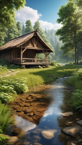 landscape background,log home,house in the forest,log cabin,home landscape,the cabin in the mountains,summer cottage,house in mountains,small cabin,wooden house,forest background,background view nature,house in the mountains,idyllic,wooden hut,house with lake,cartoon video game background,world digital painting,ryokan,forest landscape,Photography,General,Realistic
