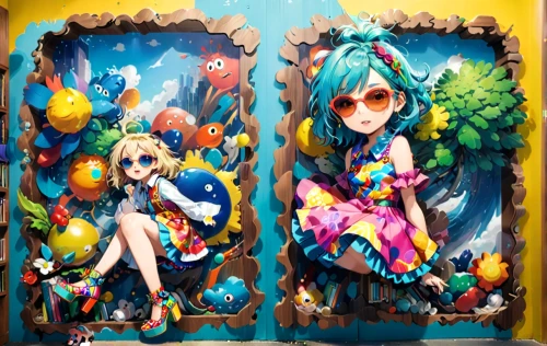 vocaloid,matryoshka,hatsune miku,apple pair,doll kitchen,harajuku,artist doll,kawaii vegetables,fairies,wonderland,glass painting,garden door,kokeshi,doll's festival,dizzy,paintings,mural,alice,color frame,fashion dolls,Anime,Anime,Realistic