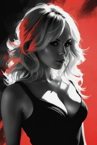femme fatale,black widow,blonde woman,poison,hard candy,vector illustration,annemone,bad girl,marilyn,harley,red background,vector art,modern pop art,birds of prey-night,on a red background,evil woman,vampire woman,barb wire,red,madonna,Illustration,Black and White,Black and White 33