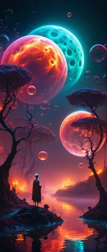 mushroom landscape,fantasy landscape,alien world,alien planet,fantasy picture,mushroom island,futuristic landscape,fantasy art,psychedelic art,cosmos,planets,3d fantasy,planet alien sky,space art,sci fiction illustration,mushrooms,dream world,world digital painting,fire planet,fantasia,Illustration,Realistic Fantasy,Realistic Fantasy 37