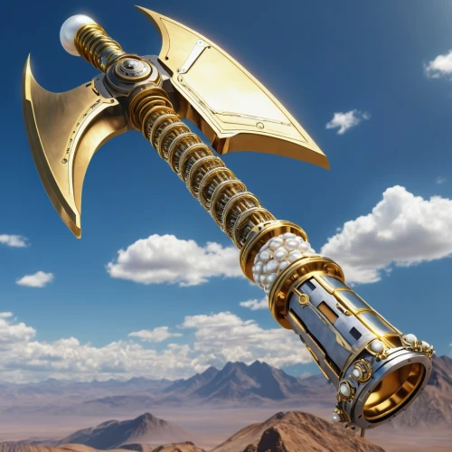 tower flintlock,horn of amaltheia,trumpet of jericho,excalibur,fanfare horn,wind instrument,gold trumpet,scabbard,harp of falcon eastern,scepter,alien weapon,cavalry trumpet,king sword,golden candlestick,thermal lance,ranged weapon,erbore,saxhorn,sackbut,heroic fantasy,Photography,General,Realistic