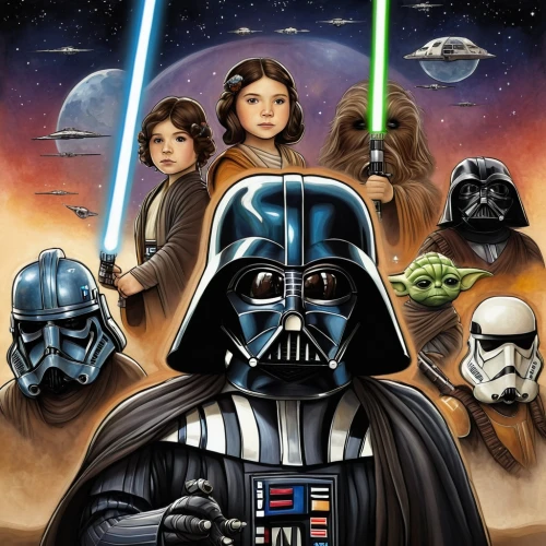 starwars,darth vader,star wars,cg artwork,empire,imperial,vader,storm troops,republic,force,overtone empire,rots,george lucas,dark side,family portrait,troop,chewbacca,chewy,a3 poster,harmonious family,Conceptual Art,Daily,Daily 34