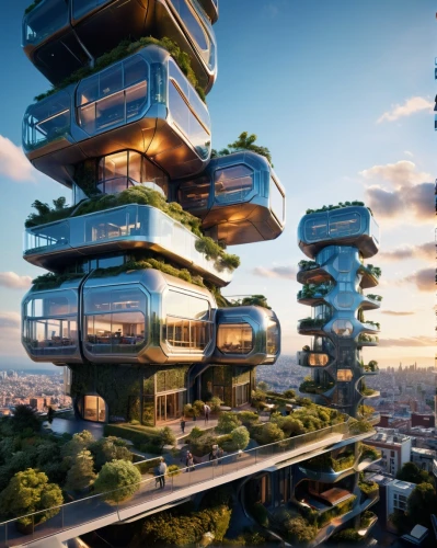futuristic architecture,sky apartment,residential tower,sky space concept,futuristic landscape,cube stilt houses,urban towers,mixed-use,eco-construction,modern architecture,solar cell base,skyscapers,multi-storey,sky ladder plant,floating islands,skyscraper,futuristic art museum,smart city,skyscraper town,eco hotel,Photography,General,Sci-Fi
