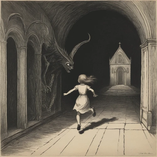 little girl running,the pied piper of hamelin,little girl in wind,danse macabre,the threshold of the house,children's fairy tale,vintage illustration,girl walking away,child playing,little girl twirling,vintage drawing,dance of death,child fairy,pinocchio,the little girl,fantasia,dandelion hall,book illustration,the little girl's room,the carnival of venice,Illustration,Black and White,Black and White 23