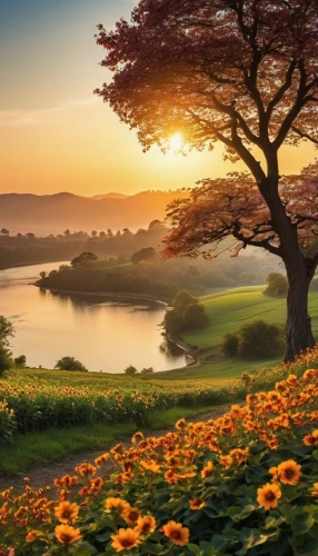 beautiful landscape,landscape background,meadow landscape,nature landscape,background view nature,landscapes beautiful,landscape nature,flower in sunset,natural scenery,splendor of flowers,natural landscape,the natural scenery,blossom tree,blooming field,flower field,flourishing tree,springtime background,field of flowers,beauty in nature,spring nature,Photography,General,Realistic