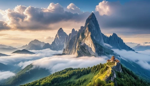 dolomites,huangshan mountains,landscape mountains alps,mountain landscape,dolomiti,mountainous landscape,mountain scene,mountain peak,south tyrol,high alps,cloud mountain,mountain world,huangshan maofeng,southeast switzerland,giant mountains,fantasy landscape,schwabentor,landscape background,the spirit of the mountains,high mountains,Photography,General,Realistic