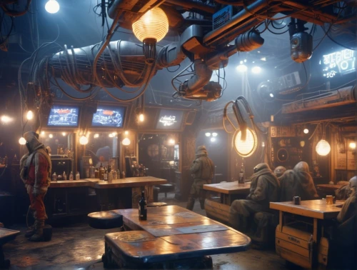 unique bar,tavern,drinking establishment,the coffee shop,liquor bar,salt bar,retro diner,a restaurant,coffee shop,rosa cantina,piano bar,ufo interior,izakaya,diner,3d render,alpine restaurant,merchant,pub,dugout,nightclub,Photography,General,Realistic