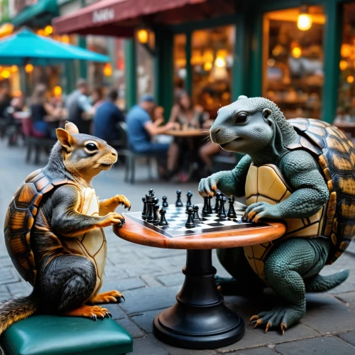 chess game,chess men,play chess,chess,trachemys,stacked turtles,chess player,chess pieces,gnomes at table,chess board,tortoises,turtles,tortoise,game pieces,whimsical animals,chessboards,tabletop game,vertical chess,iguanas,duck and turtle,Photography,General,Fantasy