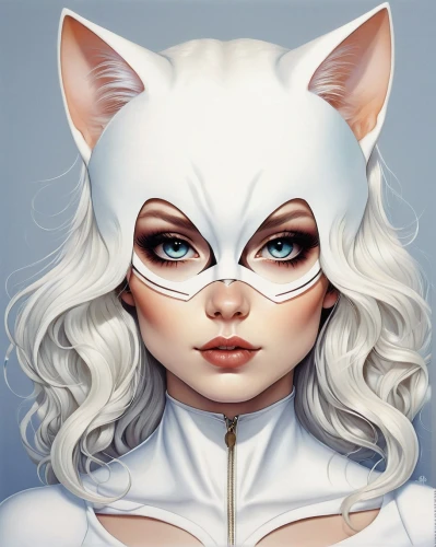 white cat,feline look,kitsune,feline,huntress,cat's eyes,cat eyes,fennec,white fur hat,puma,cat eye,fantasy portrait,whitey,catlike,kitty,kat,white nougat,custom portrait,american curl,fran,Illustration,Abstract Fantasy,Abstract Fantasy 11