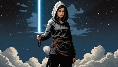 jedi,lightsaber,cg artwork,obi-wan kenobi,luke skywalker,star wars,star mother,clone jesionolistny,starwars,vector art,republic,hooded,force,princess leia,vector image,sw,abaya,vader,nun,hooded man,Illustration,Black and White,Black and White 09