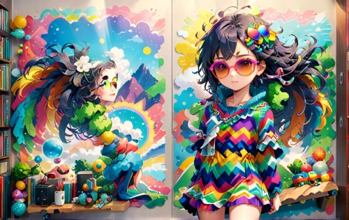 mural,rainbow butterflies,rainbow rabbit,unicorn and rainbow,graffiti art,harajuku,colorful life,psychedelic art,murals,wall painting,colorful background,colorful doodle,color wall,colorful heart,graffiti,prismatic,full of color,rainbow tags,rainbow pattern,street artists,Anime,Anime,Realistic