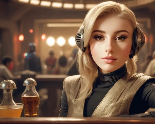 princess leia,barmaid,wireless headset,headset,bartender,headphone,droids,wireless headphones,headphones,droid,barista,republic,librarian,retro diner,telephone operator,jedi,solo,x-wing,headsets,waitress,Photography,Realistic