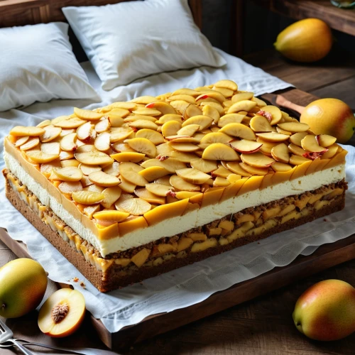 mandarin cake,apple cake,citrus cake,apple champagne cake,dobos torte,almond tiles,mille-feuille,apple tart,danish nut cake,layer nougat,apple strudel,apple casserole,torte,almond biscuit,besan barfi,pommes anna,marzipan,orange cake,layer cake,fruit pie,Photography,General,Realistic