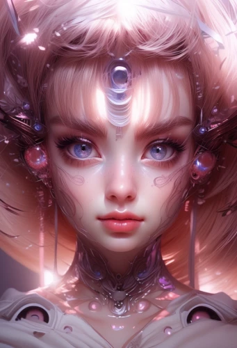 fantasy portrait,rose quartz,aura,mystical portrait of a girl,fae,crystalline,3d fantasy,cyberspace,pure quartz,humanoid,cg artwork,valerian,gemini,libra,pink diamond,luminous,angel's tears,echo,fantasy art,sci fiction illustration