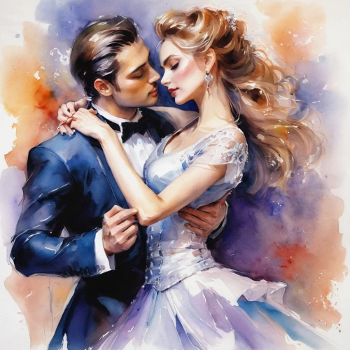 ballroom dance,waltz,dancing couple,dancesport,latin dance,salsa dance,argentinian tango,ice dancing,dance,tango argentino,love dance,tango,valse music,ballroom,amorous,romantic portrait,dancers,wedding invitation,dancing,watercolor painting,Illustration,Paper based,Paper Based 11