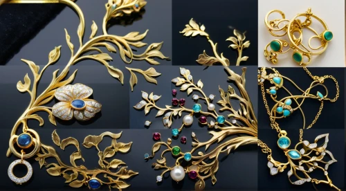 gold ornaments,jewelry florets,floral ornament,jewelry manufacturing,frame ornaments,ornaments,gold jewelry,jewellery,body jewelry,filigree,enamelled,ornamental dividers,brooch,bridal jewelry,bridal accessory,embellishments,motifs of blue stars,grave jewelry,gold filigree,gift of jewelry,Conceptual Art,Fantasy,Fantasy 17