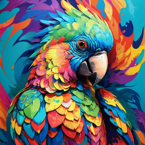 beautiful macaw,macaw hyacinth,macaw,colorful birds,blue and gold macaw,blue macaw,colorful background,blue and yellow macaw,scarlet macaw,guacamaya,bird painting,yellow macaw,parrot,color feathers,sun parakeet,parrot feathers,light red macaw,parrots,macaws blue gold,rosella,Conceptual Art,Oil color,Oil Color 23